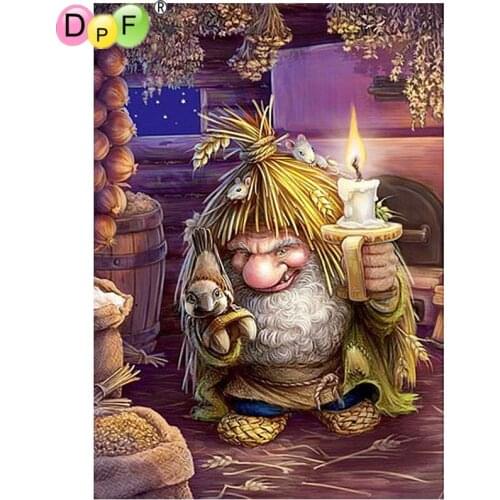 DPF diamond embroidery Dwarf candle diamond painting cross stitch needlework diamond mosaic kit square rhinestone home decor
