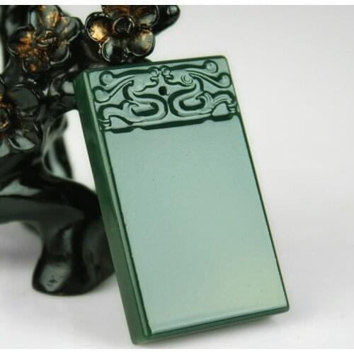 Natural hetian jade QINGYU Square talisman magical magic pendant free shipping