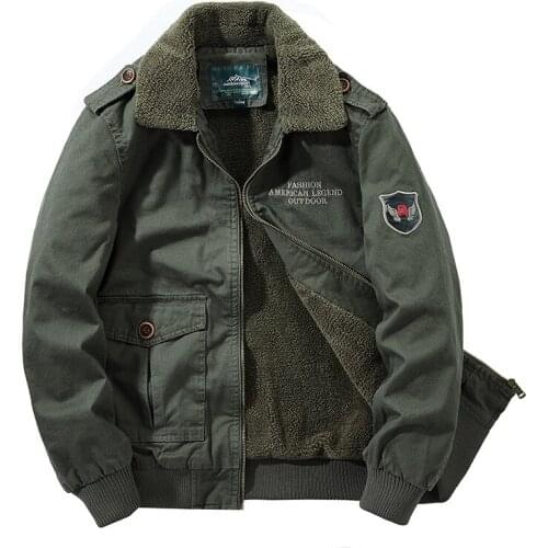 2021 Autumn and Winter New Men Clothing 2Style Plus Velvet Padded Lapel Military Uniform Air Force No. 1 Cotton Jacket Coat