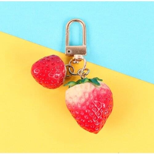 New Cute Bell Creative Simulation Fruit Keychain Pendant Personality Food Egg Bag Charm For Women Girls Keyring