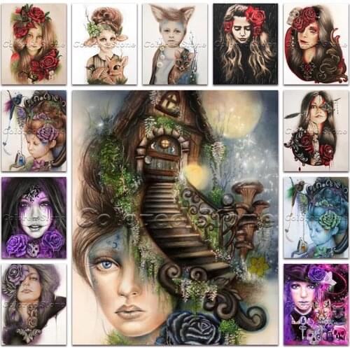 New 5D Full Square Diamond painting embroidery Cross stitch Beautiful beauty flower leprechaun girl bird 3D DIY Round mosaic 025