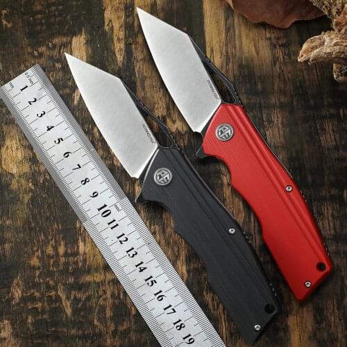 New Petrified fish PF929 folding knife black red G10 handle D2 steel blade ball bearing outdoor camping hunting EDC tool knives