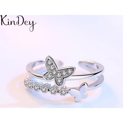 New Arrivals Charming Crystal Butterfly Ring for Women Boho Knuckle Party Rings Gothic Punk Jewelry Gifts for Girls 2021
