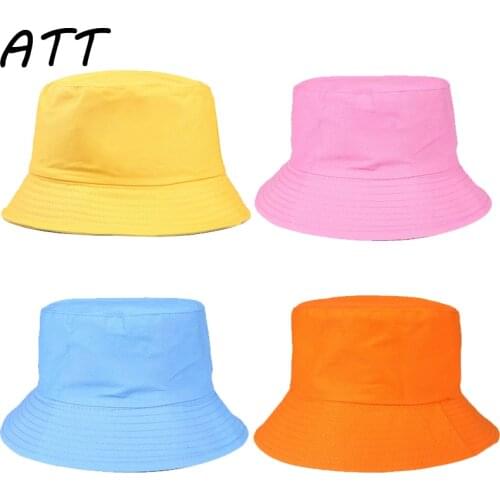 Unisex Summer Bucket Hat Women Solid Color Outdoor Sunscreen Cotton Fishing panama Cap Men Sun fisherman hats панама boys girls