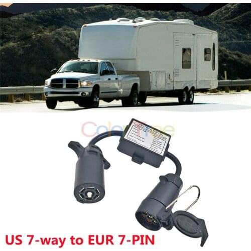 Trailer Light Converter Stop/Brake Signal Separating Part US 7-Way Blade Socket To EU 7-Pin Round Plug Towing Trailer Connector