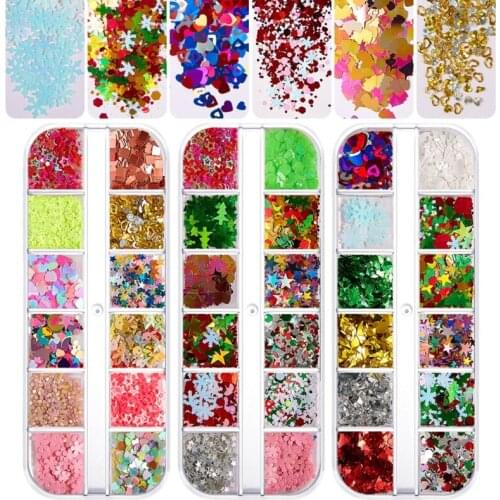 Multi Colors Nail Sequins Art Flake Glitter Paillette Mixed Round Thin Shining 3D Sticker for Nail Decoration DIY Makeup