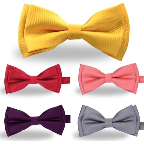 Ricnais New Fashion Solid Blue Red Black Bow Tie for Mens Necktie Wedding Party Colorful Cravats Floral Two Layer Bow-knot