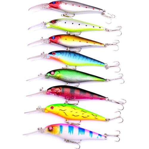 8PCS Topwater Fishing Minnow Fish Bass lure hook baits 11cm/10g
