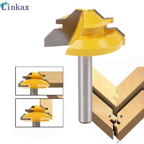 1/4 inch Router Bit 45 Degree Tenon Knife 1/4*1-3/8 Stile Finger Joint Glue Router Bit Cone Tenon Woodwork Cutter Power Tools