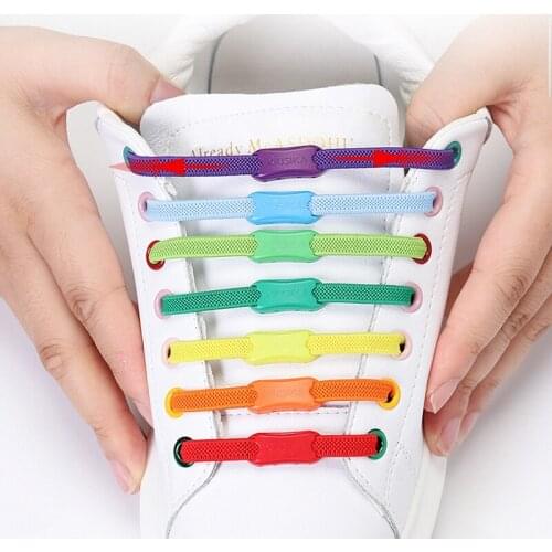 1Pair No tie Shoelaces Flats Elastic Shoe Laces Kids Adult Sneakers Shoelace Quick Lazy Laces 24 Color Buckle Strings