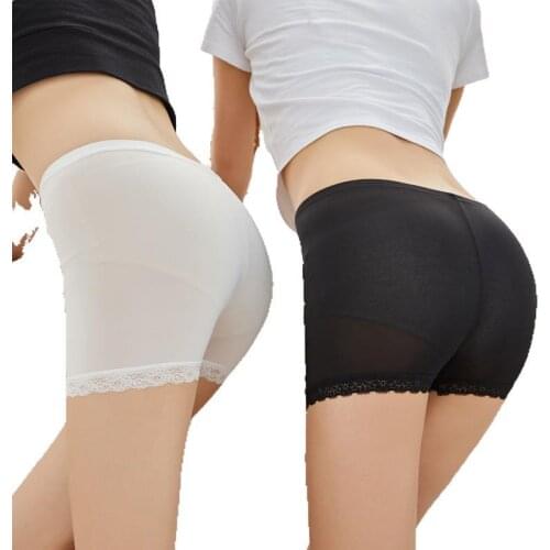 New Summer Thin Women Large Size Safety Shorts Lace Silk Cool High Elasticity Plus Size Safety Pants Shorts Under Skirt Female