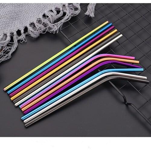 20sets/lot 7pcs/bag Stainless Steel Straws 5pcs Straw + 2pcs Cleaning Brush Reusable Bar Drinking 7 in 1 Full Set In Cotton Bag