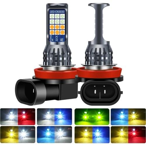 2Pcs 1800Lm Fog Lamp LED H11 H8 3030 LED H10 HB3 9005 HB4 9006 H16 JP Bulb Driving Running Car Lights 6000K Yellow Green Lemon