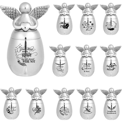 Your Wings Were Ready Angel Wings Cremation Mini Urns for Pet/Human Ashes Keepsake Urn Jewelry Stainless Steel Memorial Pendant