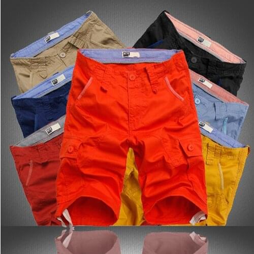 Explosion models mens casual pants men loose big yards five pants overalls Many pockets trousers