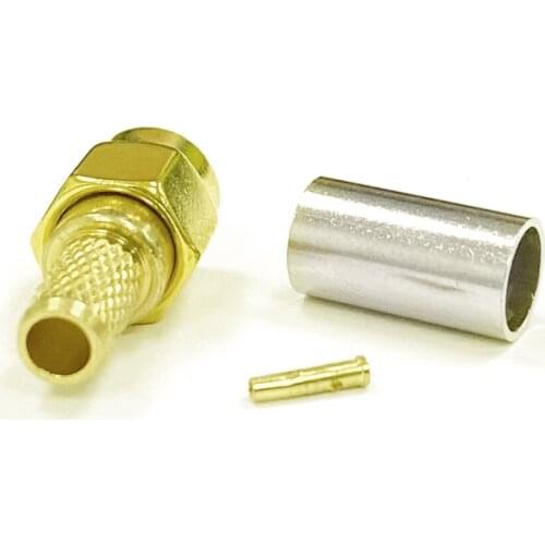 1pc RP-SMA Male Plug RF Coax Modem Connector Convertor Crimp RG58 RG142 RG400 LMR195 Cable Straight Goldplated NEW wholesale