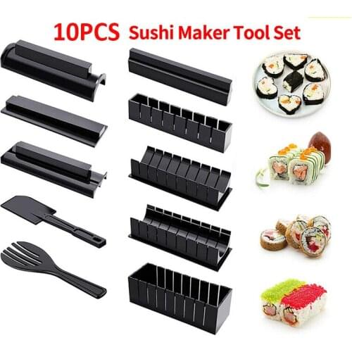 10Pcs/Set DIY Sushi Maker Set Rice Ball Cake Roll Mold Sushi Multifunctional Mould Making Sushi Tools