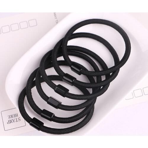 10pcs/lot 52mm Women Fashion Black Elastic Ponytail Holders Hair Accessories For Girl Women Rubber Band Tie Gum