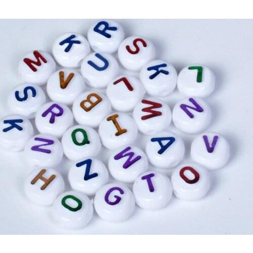 100pcs 10mm Alphabet Beads Acrylic Colorful Bead Letters DIY Letter Beads For Bracelet Pacifier Clip Accessories For Jewelry