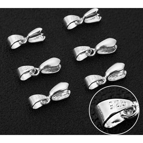 20pcs/lot Size S/M/L 925 Sterling Silver Findings Bail Connector Bale Pinch Clasp Pendant for DIY Pendant Necklace Jewelry Make