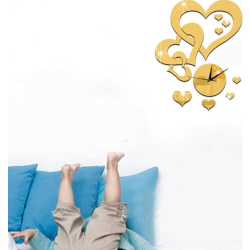 2020 hot wall clock DIY decoration clock sitting room bedroom study process Love mirror clock