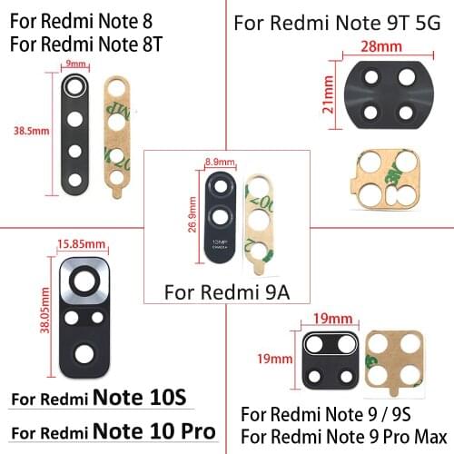 3Pcs，New Back Rear Camera Glass Lens Cover For Xiaomi Redmi 9C 7A 9A 8A Note 7 8 9 10 Pro Max 9S 8T 10S 9T 5G Repair Parts