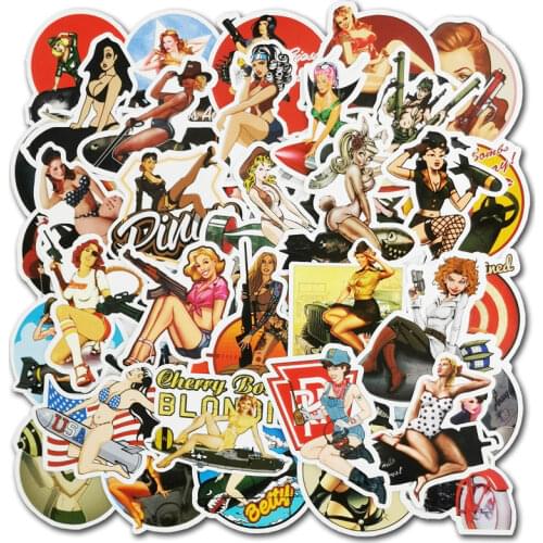 50Pcs/Lot Sexy Bomb Motorcycle Girl Cartoon Stickers For Bicycle Laptop Scrapbook Skateboard Suitcase Luggage Motorcycle Bicycle