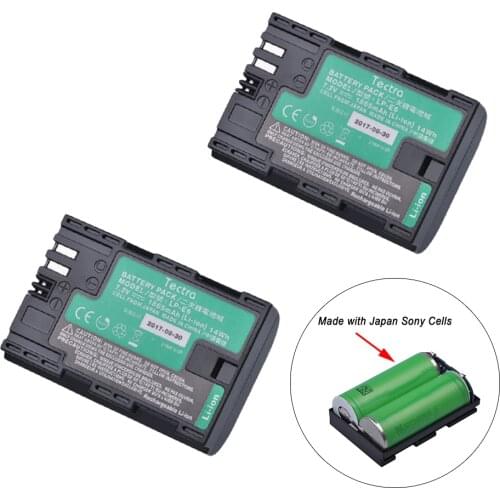 2Pcs LP-E6 LP-E6N Battery for Canon EOS 5DS 5D Mark II Mark III 6D 7D 60D 60Da 70D 80D Battery with High Quality Japan Cells