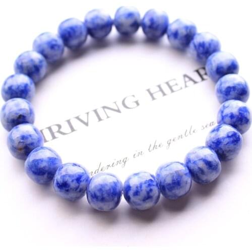 Genuine Natural Blue Sodalite Jade Gemstone Barrel Beads Bracelet 10mm Women Men Crystal Healing Stone AAAAA