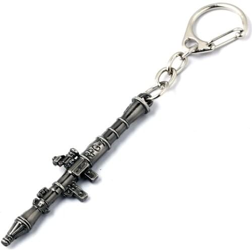 RPG 7 Rocket Weapons Keychain 6cm Metal Logo Llavero Chaveiro Jewelry Men Key Chian Kids Gifts Keyring Game Surrounding