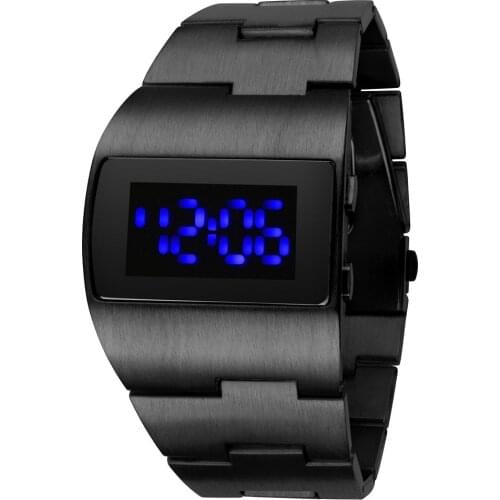 New Digital Watches Men Blue Light Led Watch Men Black Stainless Steel Electronic Watch Men Sports Watches reloj hombre 2020
