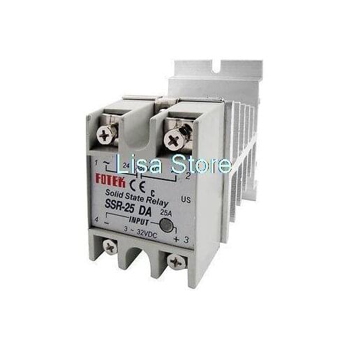 DC-AC Single Phase Solid State Relay SSR-25DA 25A w Aluminum Heat Sink