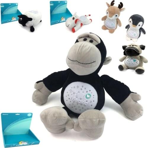 Baby Cartoon Projection Plush Toys Music Lighting Soothing Calming Toys Comfortable Baby Hypnotic Animals Dolls Infant Gifts