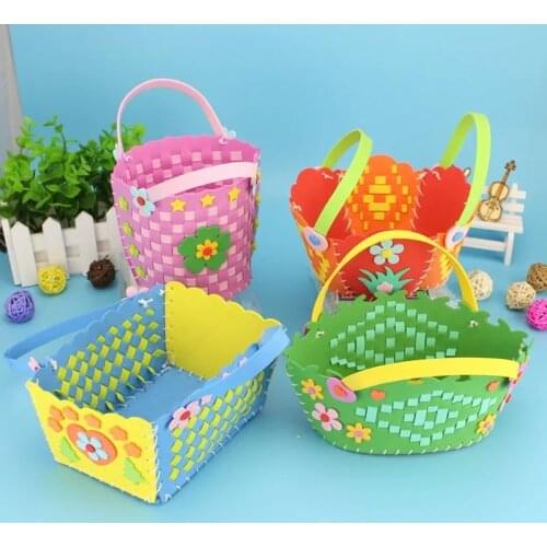 DIY Handmade EVA Woven Flower Basket Children Handicrafts Kindergarten Craft Toys Material Package Kids Gifts
