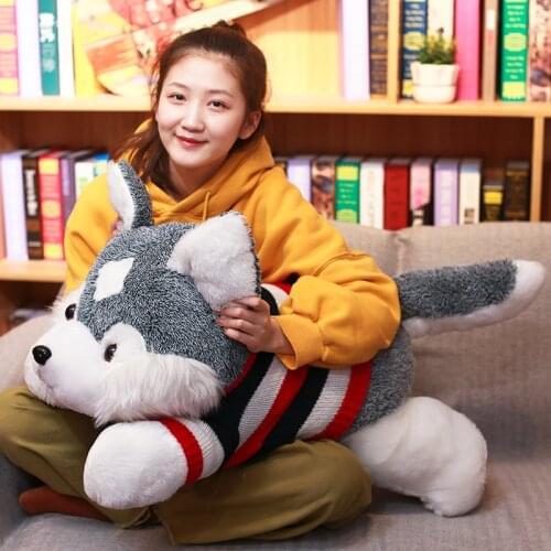 Dorimytrader New Hot Husky Plush Toy Giant Soft Cute Dog Doll Pillow for Girl Children Gift Sofa Deco 35inch 90cm DY50671