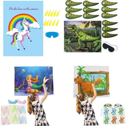 Unicorn Mermaid Dinosaur Birthday Games Unicorn Horn for Kids Toys Birthday Party Baby Shower Decorations ww02