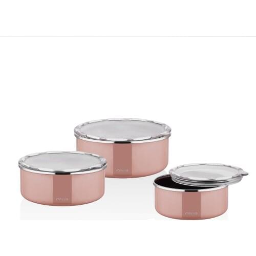 Enamel 6-PCS Storage Box stylish 14-16-18cm Pink-Blue-Terquaz and black color with plastic cover