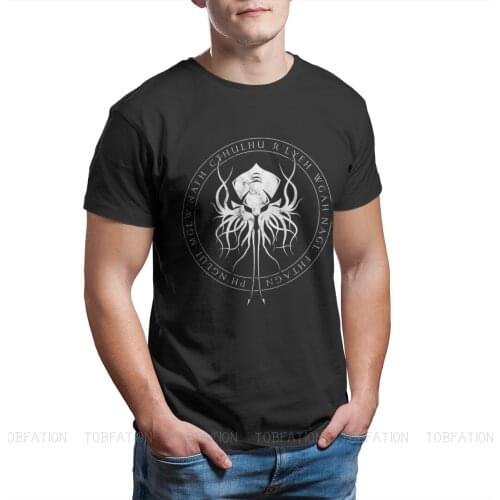 Sigil Print Cotton Fashion T Shirts Cthulhu Mythos Lovecraft Horror Great Old Ones Men Harajuku Streetwear