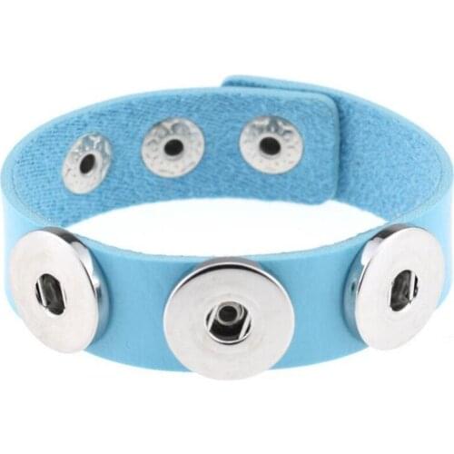 Hot Sale Blue Leather Charm Interchangeable Bracelets for Women Fit 18mm 20mm Ginger Snap Buttons Bracelet Jewelry
