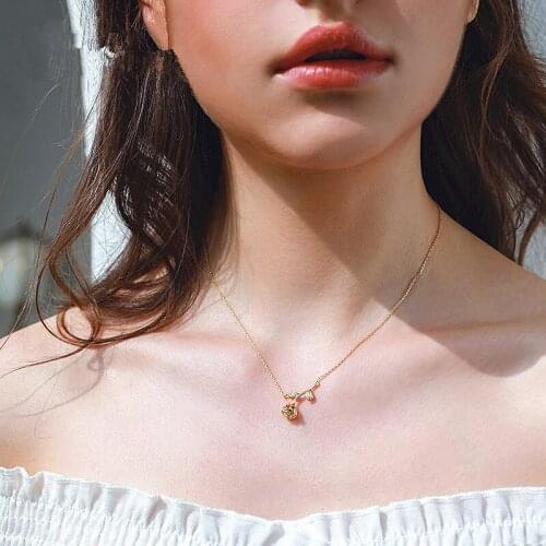 Delicate Jewelry Rose Flower Pendant Necklace Pretty Design Sweet Korean Temperament Chain Necklace For Girl Fine Accessories