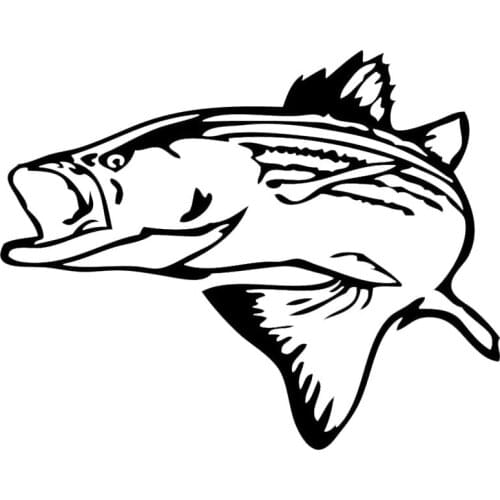 12.2*15.2CM Striper Fish Classic Fashion Car Stickers Window Decoration Car Styling Decals Black/Silver C6-1313