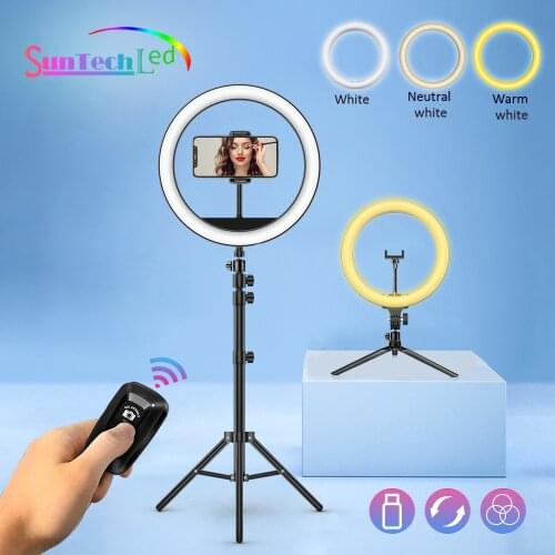 Suntech Ring light,10 inch Video Light Dimmable,USB LED Selfie Ring Lamp Photography Light With Phone Holder for Youtube Live