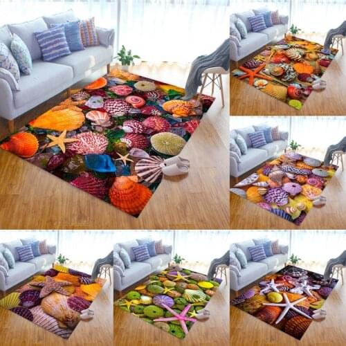 Seashell Pattern Area Rugs Non-Slip Floor Mat Doormats Home Runner Rug Carpet for Bedroom Indoor Outdoor Kids Play Mat