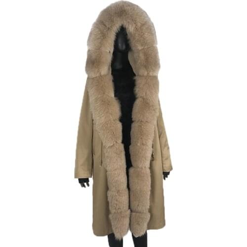 2020 Winter Jackets Women Solid Long Hooded Parkas Real Fox Fur Collar Rabbit Fur Lined Warm Thick Korean Style Slim Female Coat