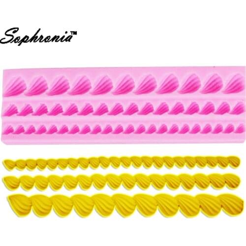 M682 Border Decoration Silicone Mold Shell Relief Fondant Cake Decorating Tools Chocolate Gumpaste Candy Clay Mould