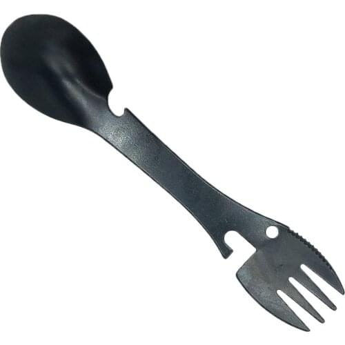 5 In 1 Multi-Functional Outdoor Tools Stainless Steel Camping Survival Edc Kit Convenient Fork Knife Spoon Bottle / Opener