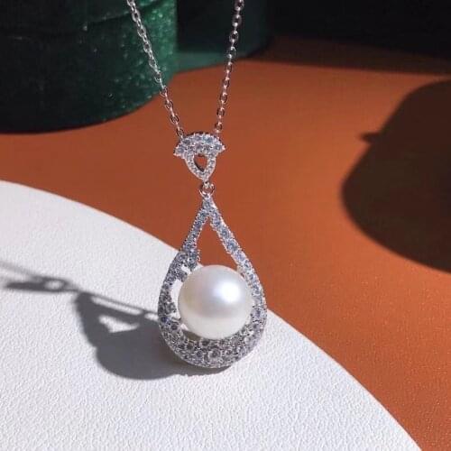 Trendy New 925 Sterling Silver Pendant Base Settings Mountings Findings Parts for Pearl Crystal Jade Agate Beads Stones