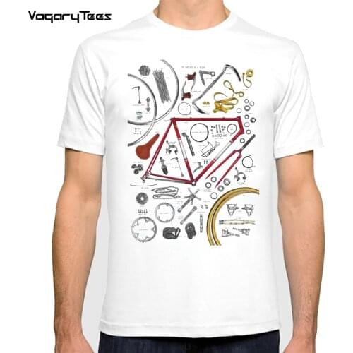 Fashion Men Short Sleeve Vintage Deconstructed Bicycle T-Shirt Old Bikes Print White Casual Tops Hip Hop Boy Streetwear T shirt