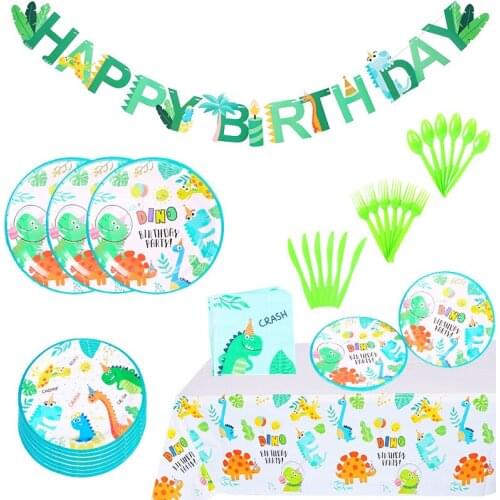 Dinosaur Theme Party Disposable Tableware Paper Cup Paper Plate Set Childrens Birthday Party Holiday Decoration Supplies