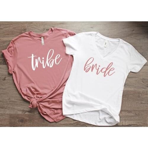 Bride Bridesmaid Tribe Bridal Party Shirts Aesthetic Female Cotton O Neck T-shirt Casual Short Sleeve Top Tees Streetwear goth
